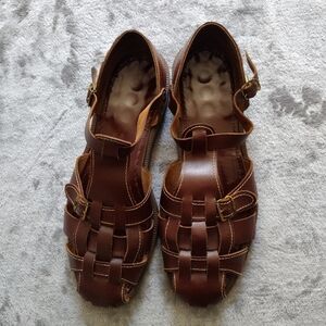 Vintage BF Goodrich Woven Sandals, Leather Arch Comfort Brown, Men's Size 10